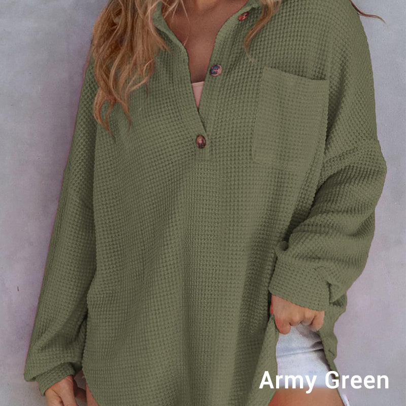 Women’s Oversized Solid Color Waffle Knit Top