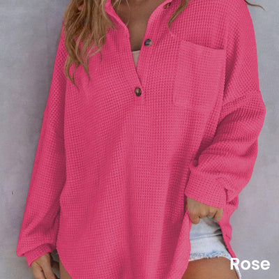 Women’s Oversized Solid Color Waffle Knit Top