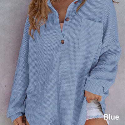 Women’s Oversized Solid Color Waffle Knit Top