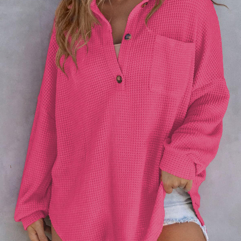 Women’s Oversized Solid Color Waffle Knit Top