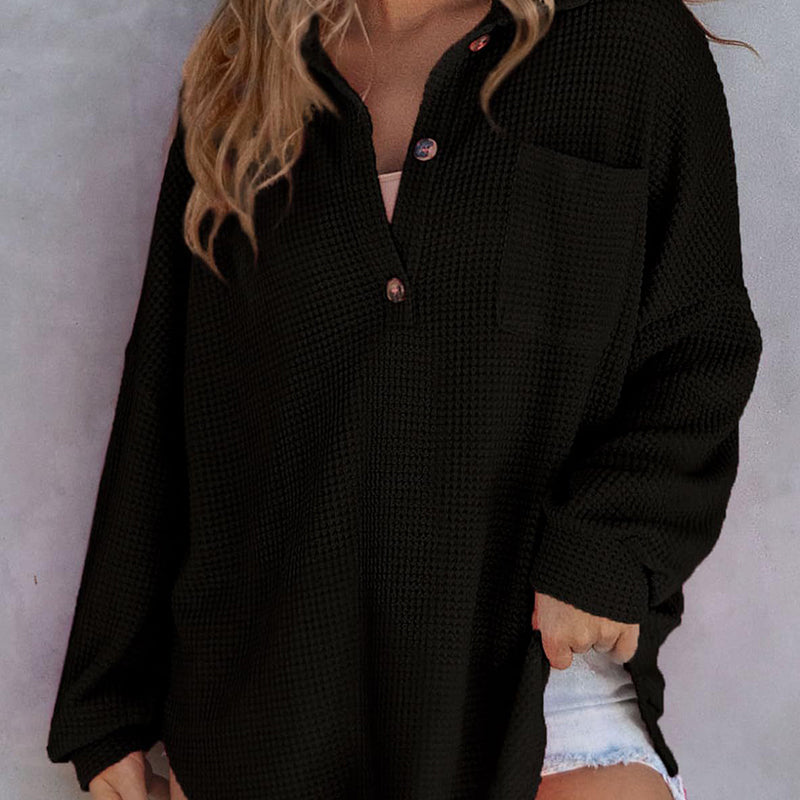 Women’s Oversized Solid Color Waffle Knit Top