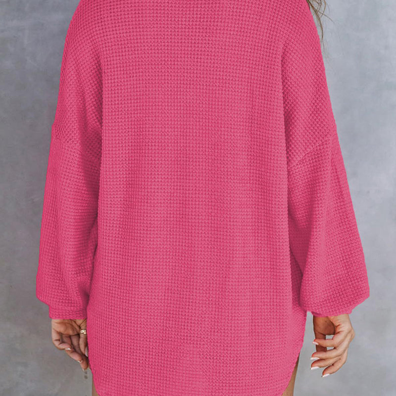 Women’s Oversized Solid Color Waffle Knit Top