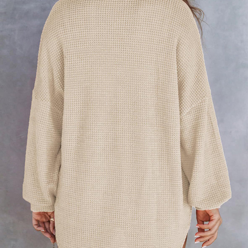 Women’s Oversized Solid Color Waffle Knit Top